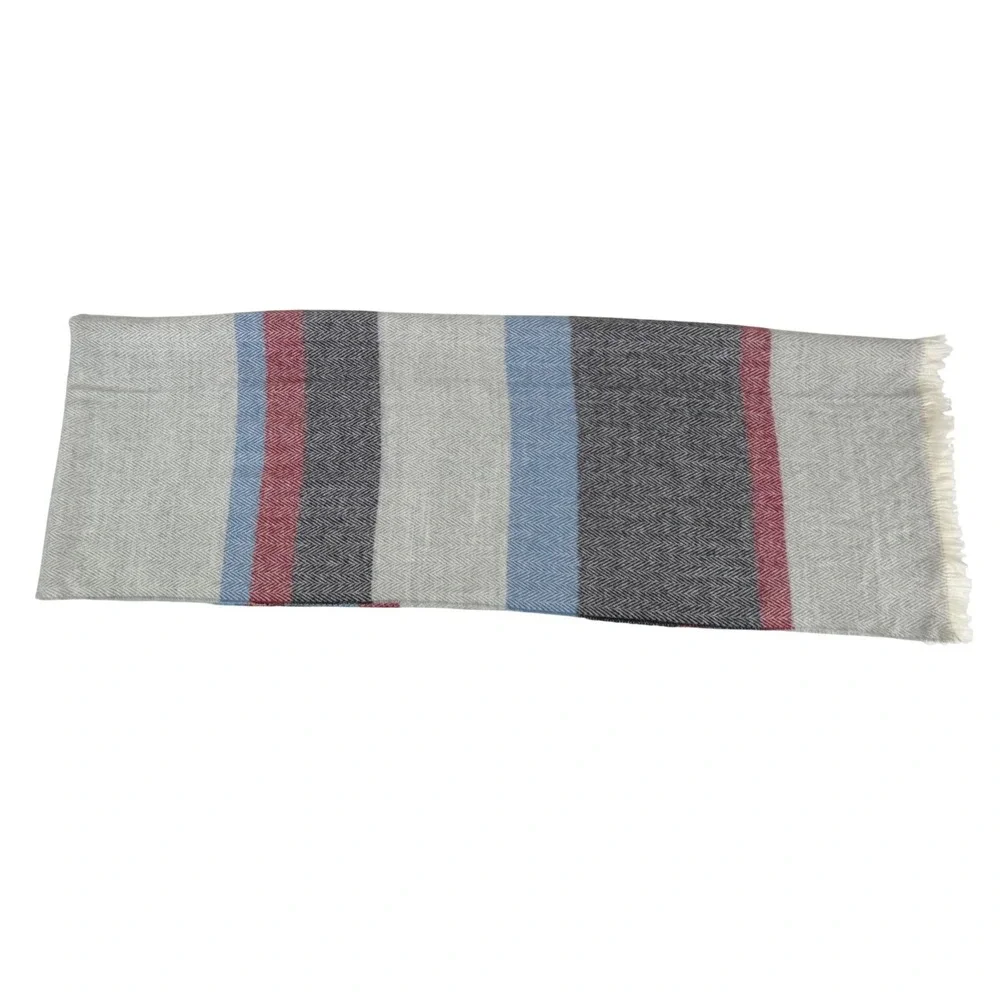 Isaac‎ Mizrahi Scarf OS Gray Multicolor Striped Blanket Wrap New With Tags